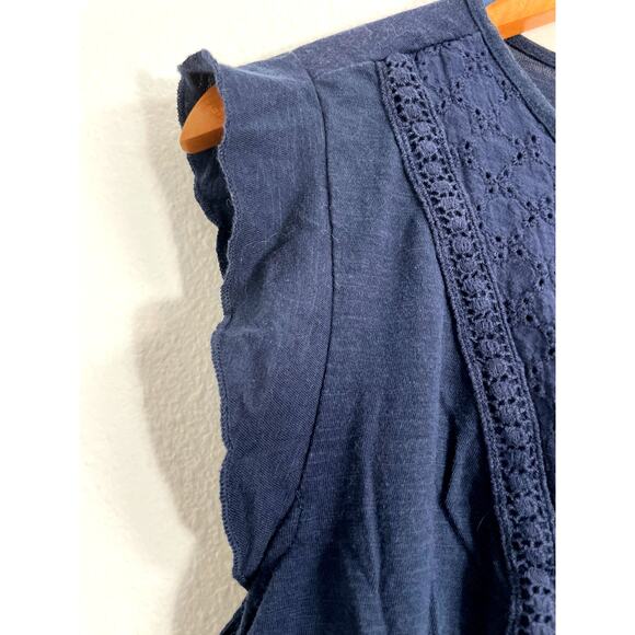 Terra & Sky Women's Plus Size Eyelet Trim Flutter Sleeve Blouse 0X Blue - Picture 7 of 8